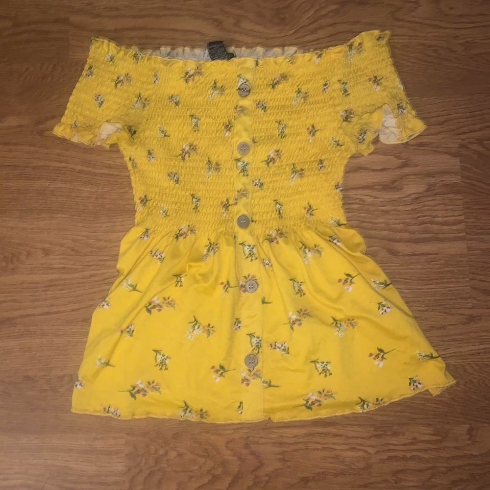 Yellow off the shoulder shirt